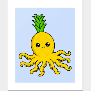 Pineapple Octopus Kawaii Posters and Art